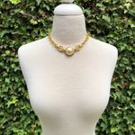 NEW Vintage 80’s Thick Chain Link Necklace With Large Faux Pearl Statement Piece Gold Photo 1