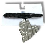 Urban Outfitters  Annette Heart Corded Necklace Silver Black Layered NWT Photo 6