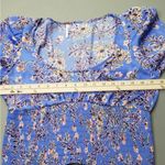 Free People  Santiago Top Bluebell Combo Medium Floral Print Smocked Long Sleeve Photo 5