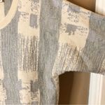 Chelsea and Violet Metallic Wool Blend Abstract Striped Sweater Tan Grey Large Photo 3