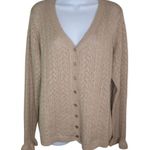 Denim & Co . Pointelle Button Front V Neck Sweater Cardigan Size Large Photo 0