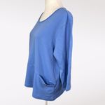 Blair  Blue 3/4 Sleeve Pullover Top Button Pocket Detail Petite Medium Photo 3