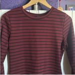Iris Long Sleeve Dress Burgundy Black Stripes Size XL Photo 3