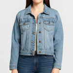 Mossimo Denim Women's XL Light Wash Distressed Jean Jacket Button Front Pockets Photo 0