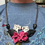 Artisan Vintage  made polymer clay kissing leopards necklace Photo 6