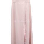 NEW Dessy Collection 3030 Blush Pink Crepe Slit Maxi Dress Gown Off the Shoulder Size 14 Photo 0