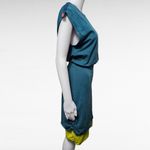 Matilda Jane  Good Hart An Evening Date Teal & Lime Ruched Dress Size Medium Photo 3