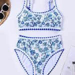 Floral Blue and White Bikini Set Photo 0