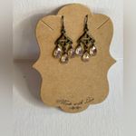 NWT Bronze and Crystal Drop Earrings Brown Photo 1