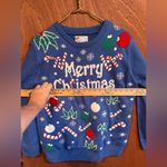 Lisa International Funny Ugly‎ Christmas Sweater Pullover Long Sleeve Size L Blue Size L Photo 7
