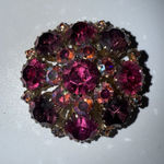 Vintage Weiss Pink & Iridescent AB Rhinestone Mounded Cluster Brooch Signed Red Photo 0