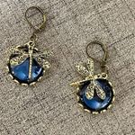 Blue Glass Vintage Boho Dragonfly Drop Earrings New Photo 4