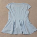 Allegra K NEW Blouse Top Womens M Blue Cap Sleeve Peplum Pleated Office Casual Photo 2