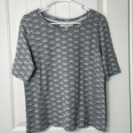 Loft Ann Taylor  women’s gray textured knit seashell pattern blouse‎ top large Photo 0