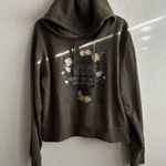 Vans Women’s Olive Green Floral Cropped Long Sleeve Hoodie Pullover Sweater L Photo 4