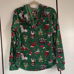 No Boundaries Dog Print Christmas sweater with hood in green Photo 1