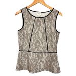 Anthropologie  Weston Wear Piped Peplum Grey Sleeveless Lace Top Size Medium Photo 1