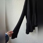 Free People Black Laye Cake Sweater Chunky Oversized Turtleneck Ruffle Hem Small Photo 4