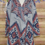 RD Style  Ladies Gray Open Front Cardigan Sweater Size L Southwest Aztec Warm Photo 0