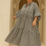 The Lullaby Club Maxi Avalon Smock Dress Black & White Gingham Size 3XL Photo 0