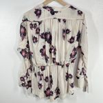 Free People Tuscan Dreams Floral Wrap Blouse BohoPeplum Tie Sleeve Top Cream XS Photo 2