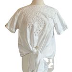 ZARA  XS Oversized Cropped Tie front Knot Embroidered Cotton Shirt Photo 0