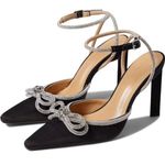 Tony Bianco Anthropologie  Elsie Black Satin Heels Size 8 Photo 2