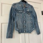 BLANK NYC Jean Jacket Raw Hem Distressed Destroyed Size XS Trucker Denim Coat Photo 5