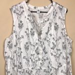Old Navy  Tall Women’s Linen Blend Floral Print Split Neck Button-Up Tank Blouse Photo 1