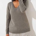 Loft Women's Size Medium Green Gray V Neck Soft Babydoll Sweater Photo 0