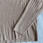 Liz Claiborne Y2K  Tan Women's Ribbed Lightweight Thin Sweater Button Sleeve Sz L Photo 2