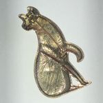 Aged Antique Gold Tone Boho Cat Brooch Photo 5