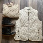 Eddie Bauer  Quilted Zip Up Off White Outdoor‎ Layer Hiking Vest XL Lightweight Photo 1