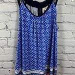 Skies Are Blue Burke Keyhole Knit Halter Top Tie Back Blue & Coral S NWT Photo 0