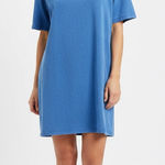 Free People  Blue Terry Cloth Short Sleeve Oversized Pocket Dress Size Small NWOT Photo 0