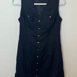 frame denim  Button Front Wool Blend Shift Dress Size XS Black Mini Sleeveless Photo 3