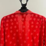 Johnny Was NWOT  Red Eyelet KIMONO Embroidered Floral Open Front Coat Sz S Photo 12