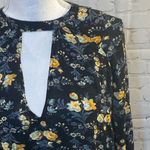 American Eagle Blouse Boho Choker Style Black Floral Print-XS Photo 1