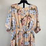 Elegant Floral Maxi Dress Cottagecore V Neck Empire Waist Bohemian Large Spring Blue Photo 3