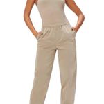 Good American Essential Nylon Brindle Women’s Gold Track Pants Joggers Size 3 Photo 0