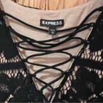EXPRESS Lace Overlay Lace-Up V-Neck Scallop Sleeveless Top Blouse Black Size XS Photo 7