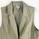 J.Jill Army Green Cargo Style V-Neck Button Vest, Size Small Photo 4