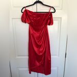Red Satin Corset Side Slit Midi Dress Size M Size M Photo 1