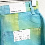 We Wore What  Tie Dye Green And Blue High Rise Raw Hem Flare Bell Shorts Photo 8