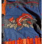 Vtg 1990s Coldwater Creek Blue Denim Orange Silk Floral Patchwork Jacket Sz S Photo 2