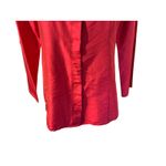 Chico's Top Blouse Size 1 (M) Fuchsia 100% Silk Roll Tab Long Sleeves Office Photo 3