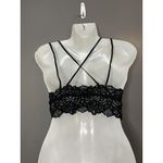 SO  Bralette Bra Womens Medium Black Lace Longline Wireless Strappy Crossback Top Photo 3
