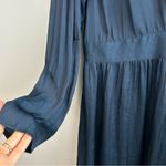NWT See You Soon Dusty Blue Satin Long Sleeve Mini Dress Size Medium Photo 5