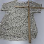 Aidan Mattox Dress Womens Size 14 White Silver Cold Shoulder Sequin Silk Party Photo 7