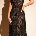 SheIn  Black & Nude Paisley Lace Mesh Dress M NWOT Photo 0